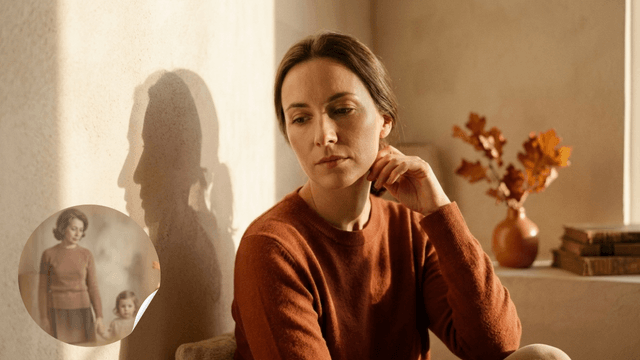 Femme pensive face à l’ombre d’un partenaire : un schéma amoureux répétitif