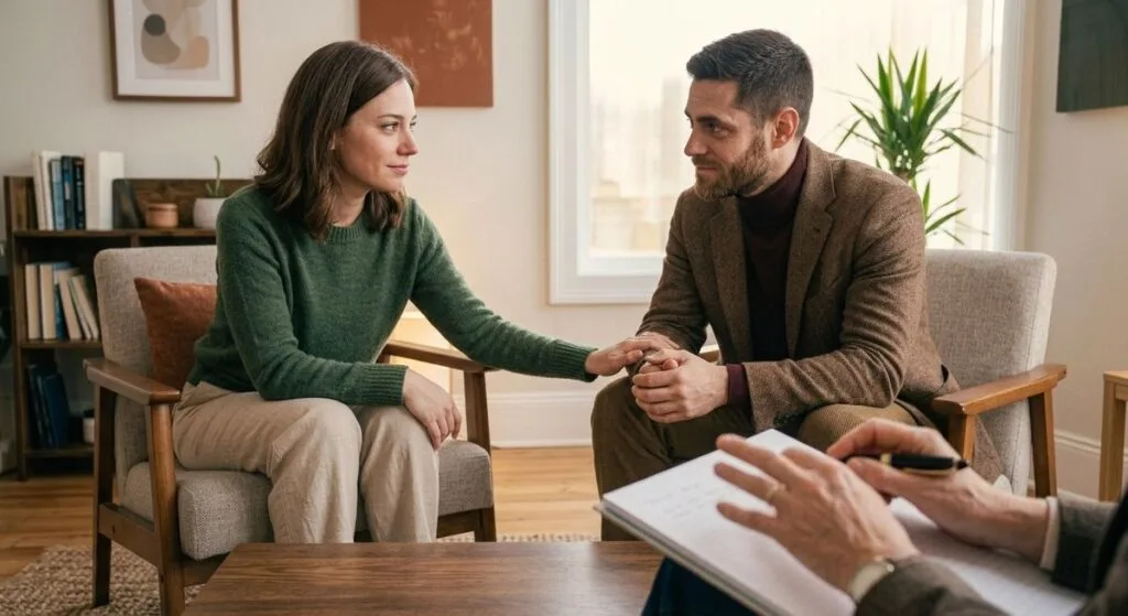Couple qui a retrouvé le dialogue grâce à la thérapie de couple